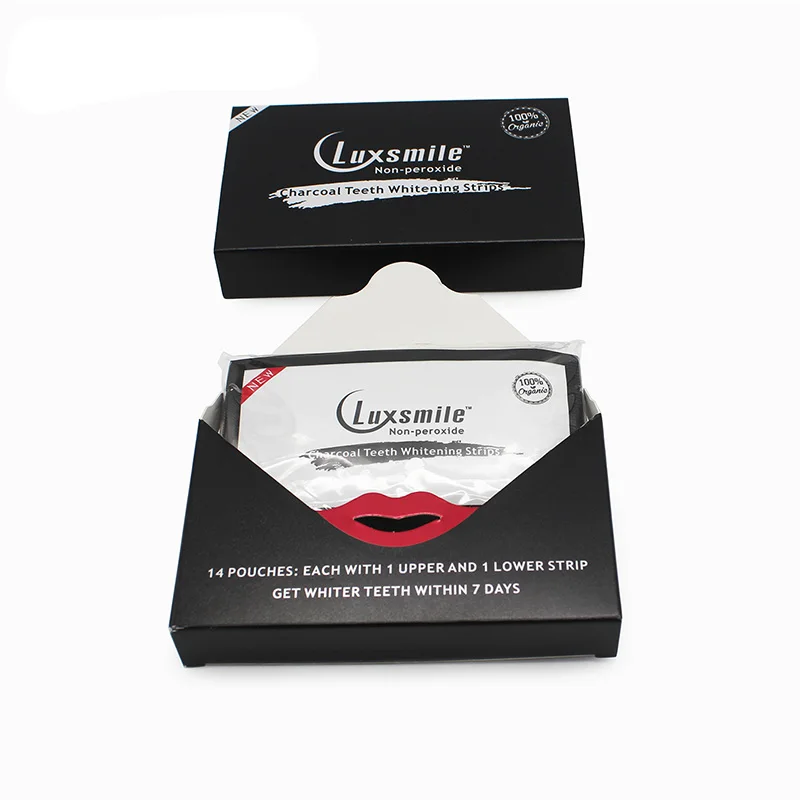 
OEM Dental Whitening 3D Teeth Strips Non-peroxide Black Activated Charcoal Tooth Whitening Strips 