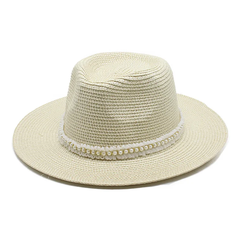 Wholesale Custom High Quality Spring Summer Fashion Women Casual Fedora Straw Hats Hot Selling Cheap Beach Travel Straw Caps