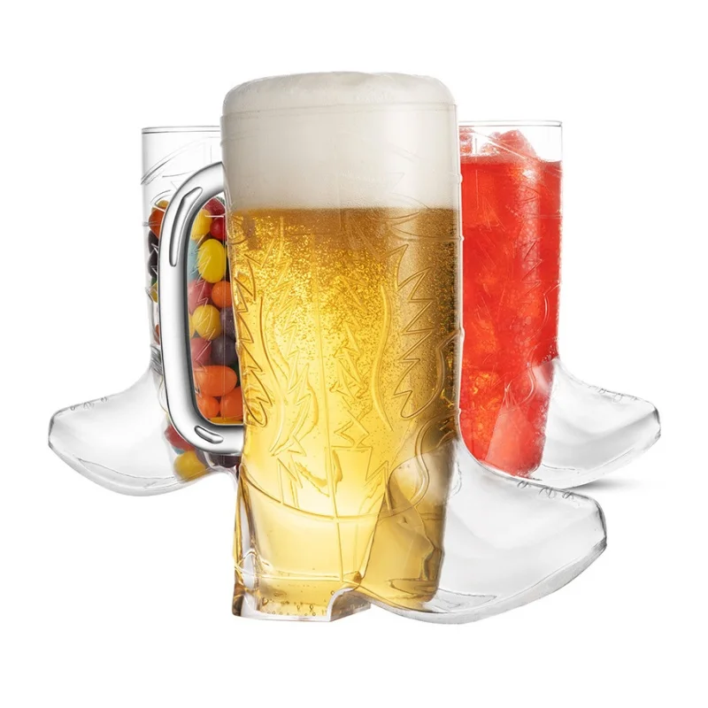 Cowboy Boot Wine Glass, Western Party Glass Hard Plastic Mini Funny Cup for Birthday Party White