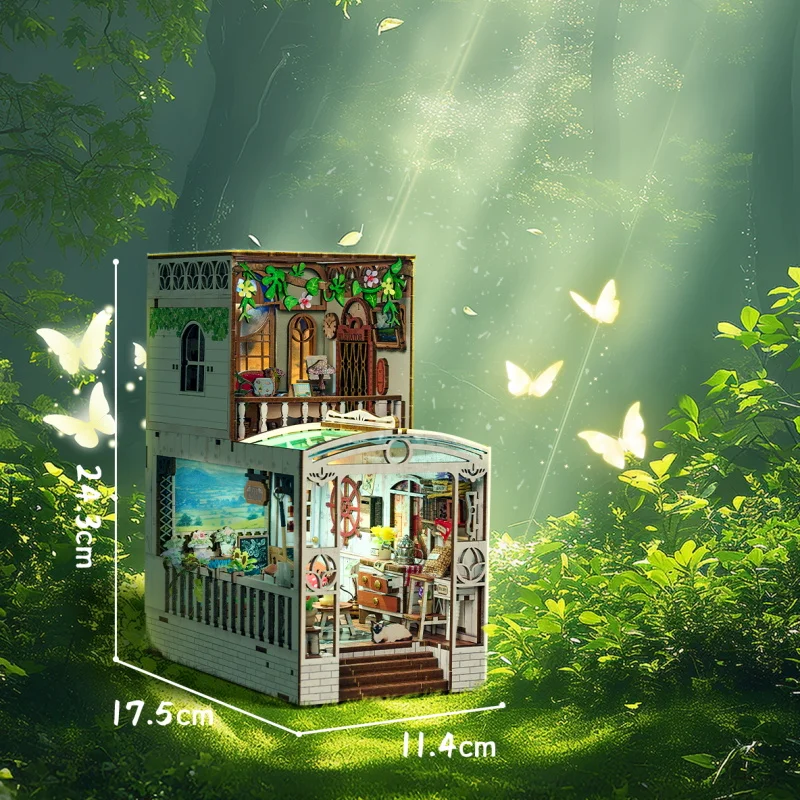 IIECREATE DIY Miniature Dollhouse 3D Wooden Puzzles SL-32 HAPPYMOME NTS Fresh Series Book Nook Kit