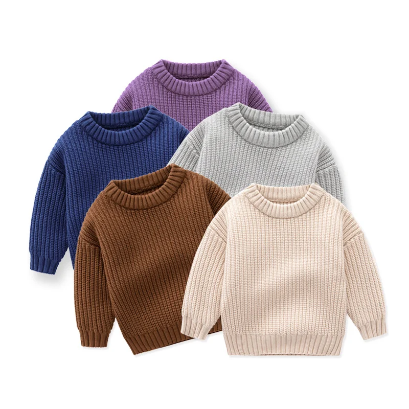 Wholesale Pullover Chunky Knit Baby Sweater Infant Boy Girl Child Jumper Newborn Toddler Sweater