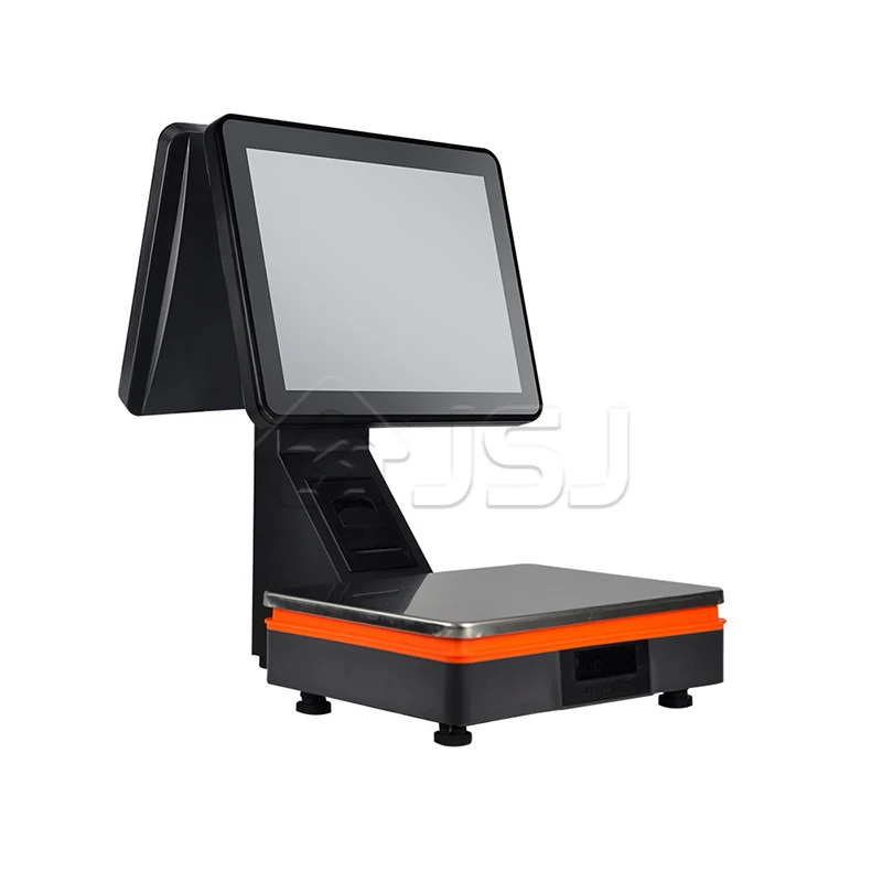JSJ53B Dual Screen Weighing POS Scale Double Screen Pos Machine Touch Screen Pos System Cash Register For Supermarket