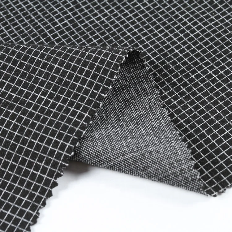 2021 Latest design small plaid china polyester spandex recycled jacquard fabric for pants