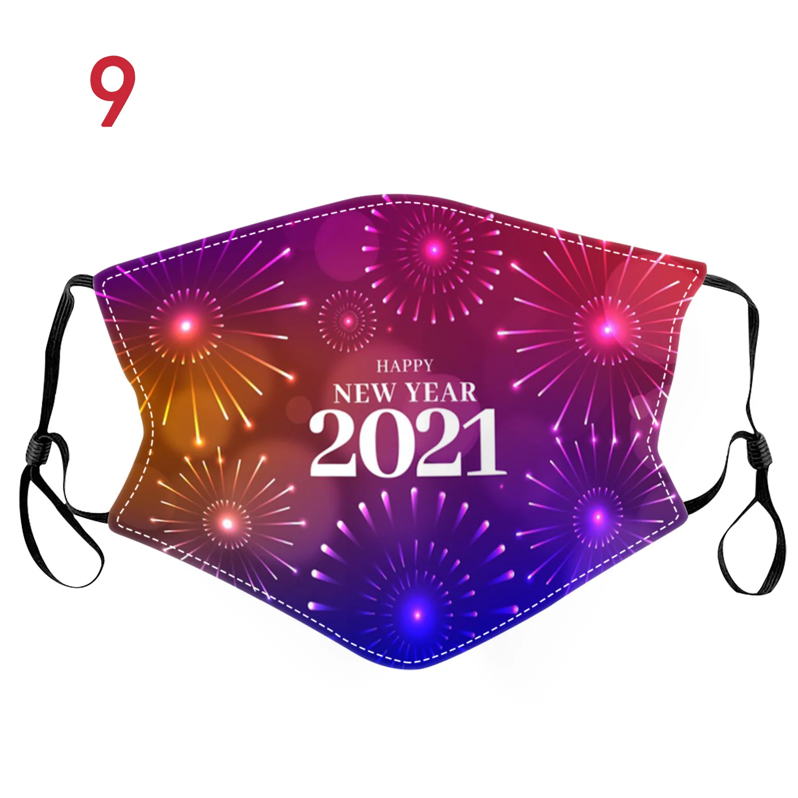 2021 New Year Party Printed Cotton Mask Winter Warm Washable Adult Face Mask