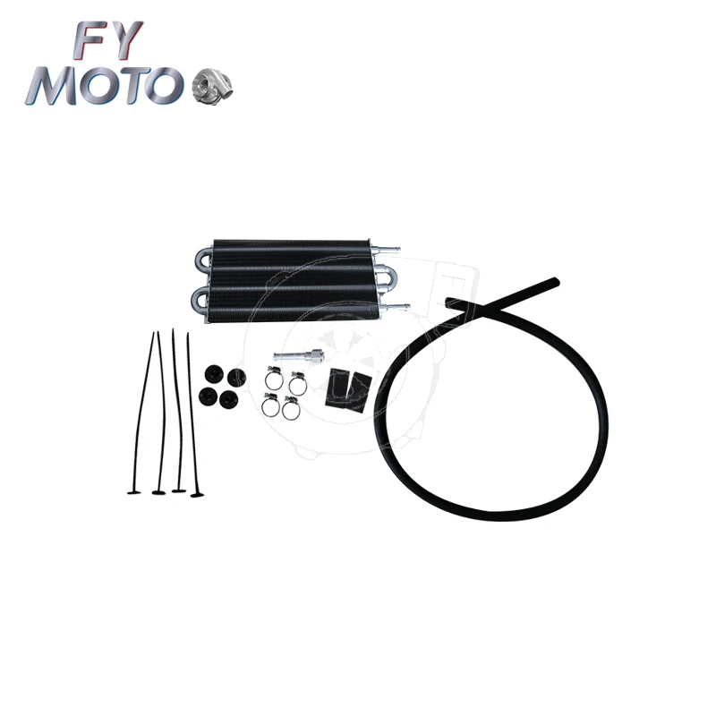 universal car 4 Row Aluminum Transmission Oil Cooler with complete Installation Kit