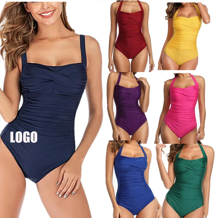 Manufacturer Modest Ruched Swimming Bathing Suits for Women Fitness Plus Size Swimwear Beachwear Slimming One Piece Swimsuit