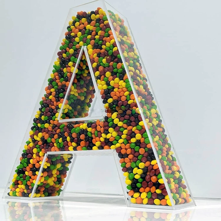 2021 New Transparent Acrylic Color Candy Letter Display Box