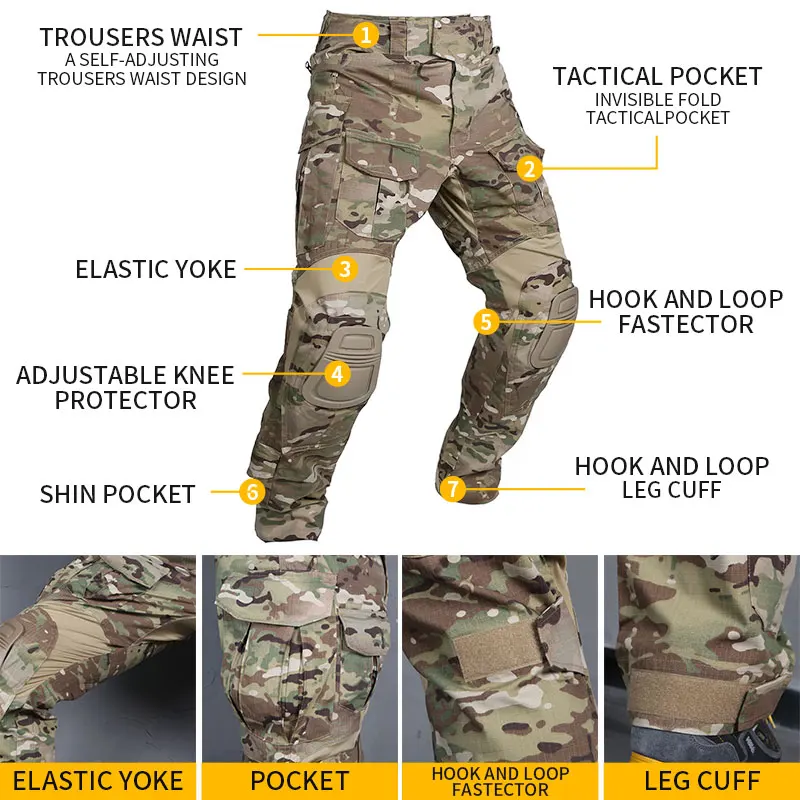 Emersongear G3 Camouflage Military Tactical Uniforms Multicam Outdoor Training Combat Army Tactical Shirts Pants Suit