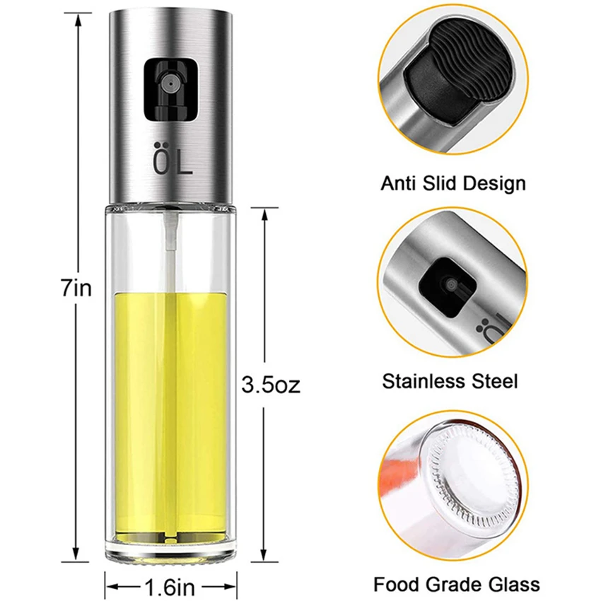 G9 Mister Kitchen Cooking BBQ Oil Sprayer Stainless Steel Olive Pump Spray Bottle Oil Dispenser 100ml Glass Olive Oil Sprayer