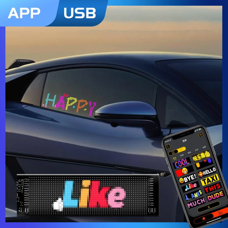 App control car led Advertising display Flexible LED car sign programmable led display for Store Car Bar