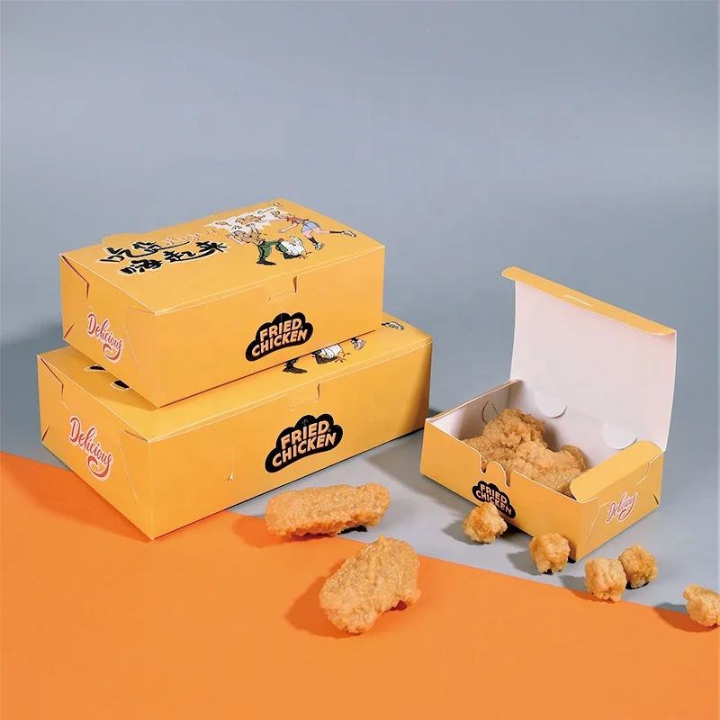 Custom Takeaway Fried Chicken Box Fast Food Packaging Disposable French Fries Packaging Burger Fry Chicken Paper Boxes With Logo