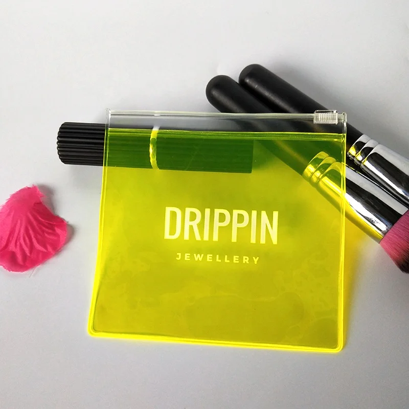 pvc packaging bags zipper resealable plastic vinyl pvc bag clear FLUO color pvc lipstick packaging bag