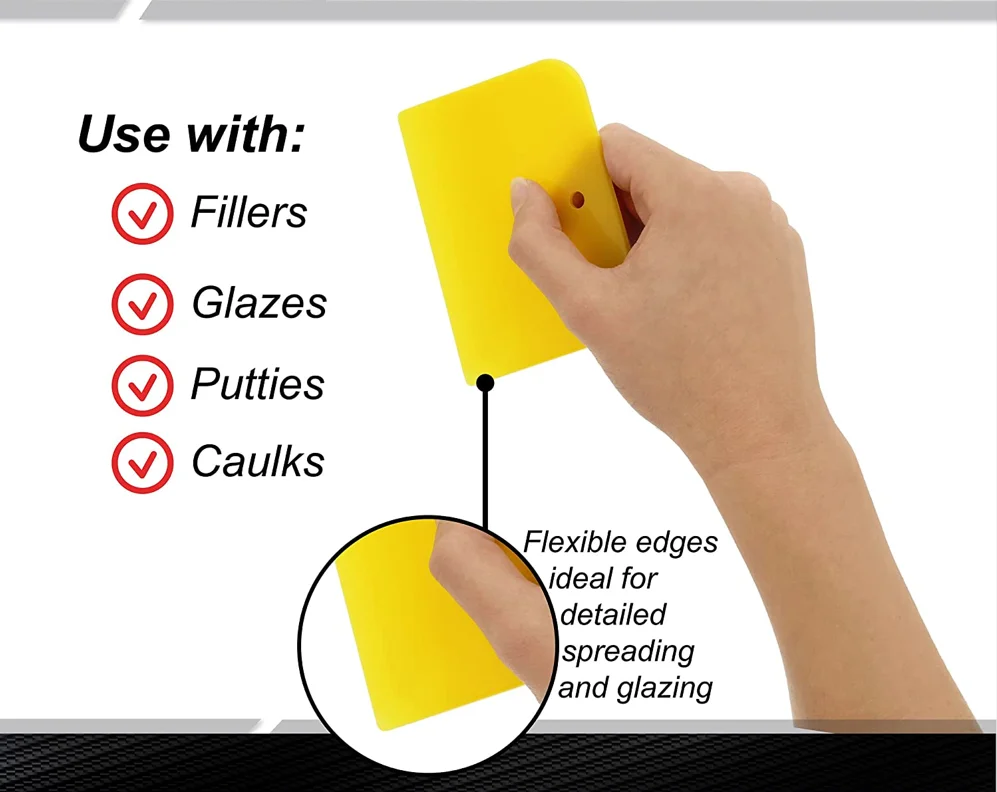 Automotive Body Filler Spreader 3 Sizes Reusable Plastic Puddy Scraper Set for Fillers, Putties, and Paint Bondo Spreaders