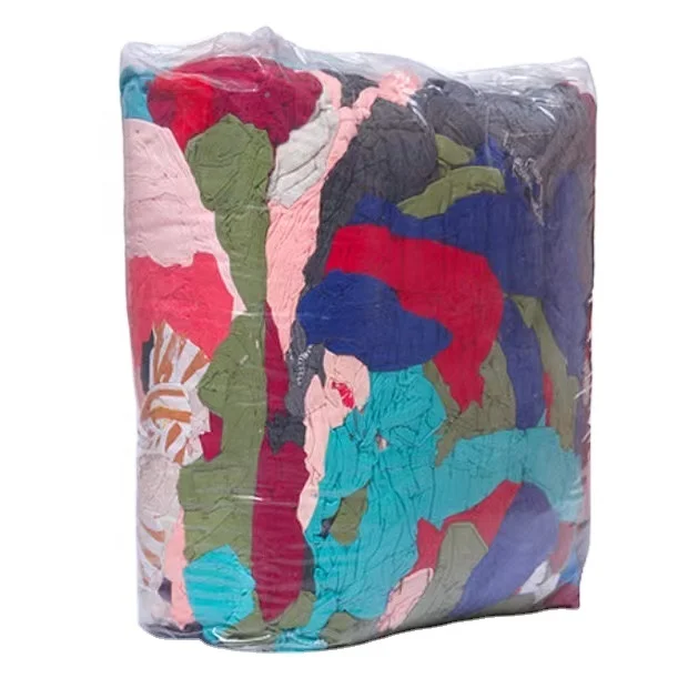 2024 manufactory price Mix colour used cloth rags cutting pieces 35-65cm 100 cotton industuial wipes rags