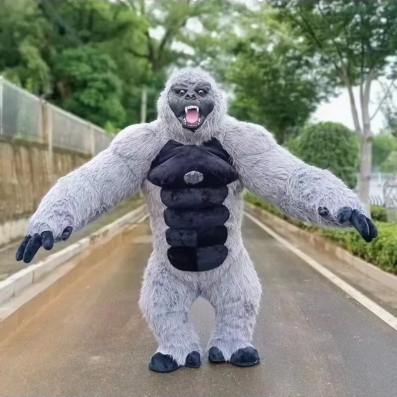 Kinqee High Quality Plush Inflatable Monkey Mascot Costume Halloween Carnival Costumes Kingkong Monkey Mascot Costume