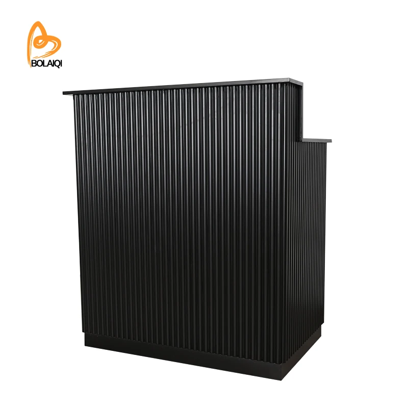 BOLAIQI Small Clinic Reception Table Front Desk Counter Square Design Black Reception Desk