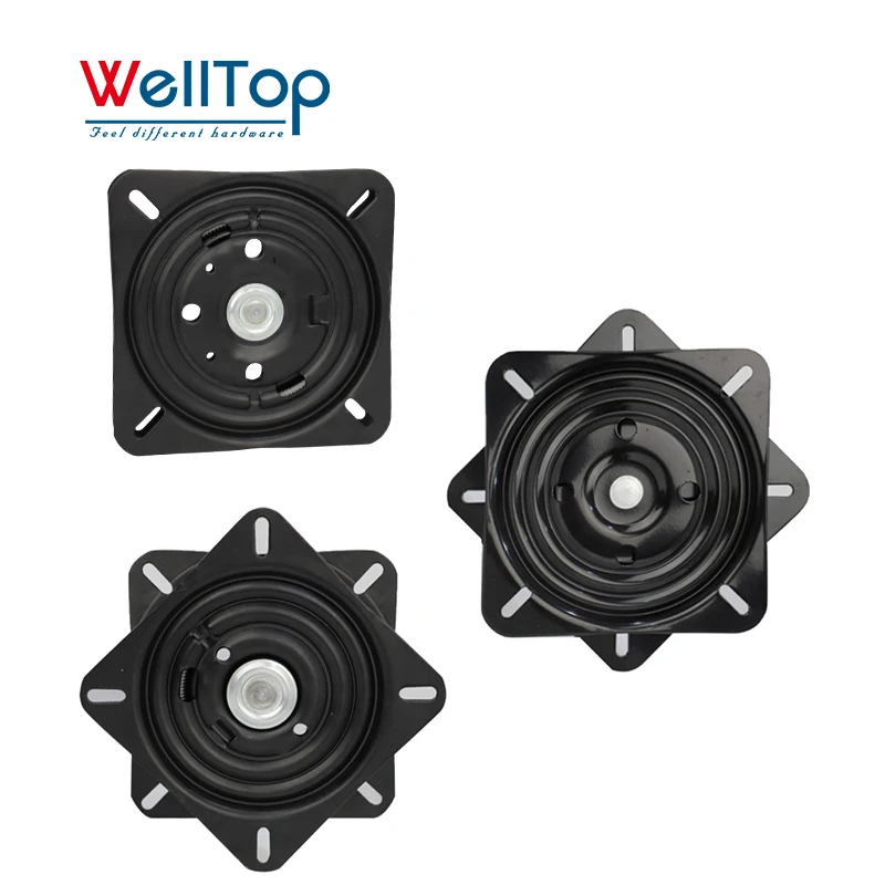 WELLTOP Furniture Accessories Hardware Metal Replacement Bar Stool Square Bearing 360 Degree Rotating Swivel Plate