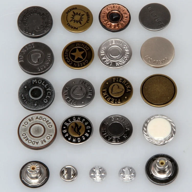 custom logo brass vintage metal denim shank jeans button and rivet
