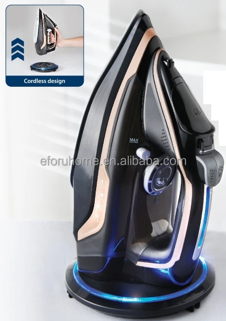 EFORU Portable Dry Spray Steam Powerful Double Soleplate Wireless Steam Iron with LED Light