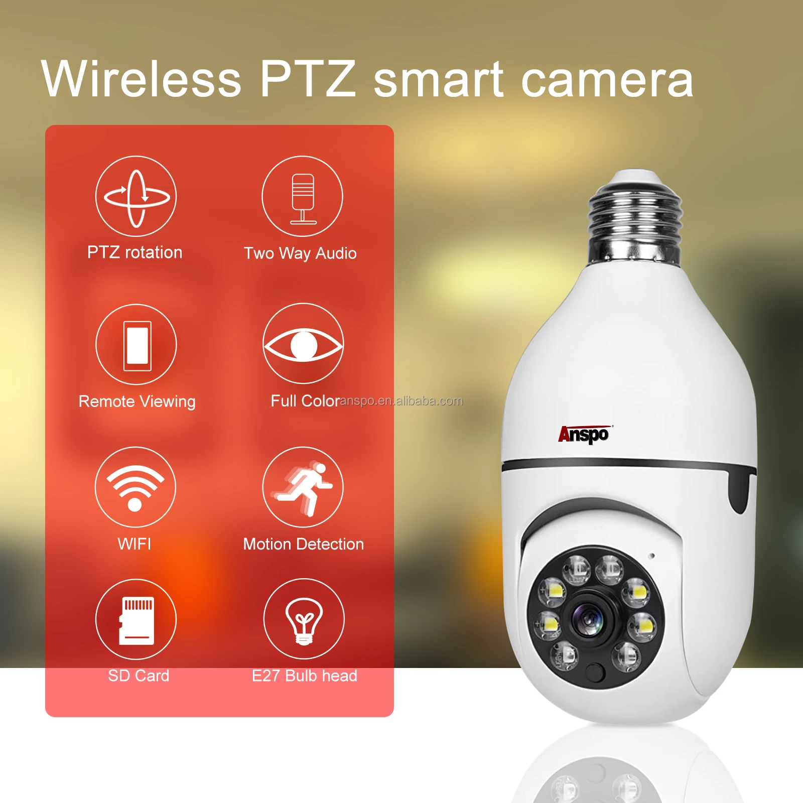 1080P E27 Lamp Holder Auto Tracking wireless camera Support 5G wifi connect Remote Control full color night vision CCTV 3MP 2MP