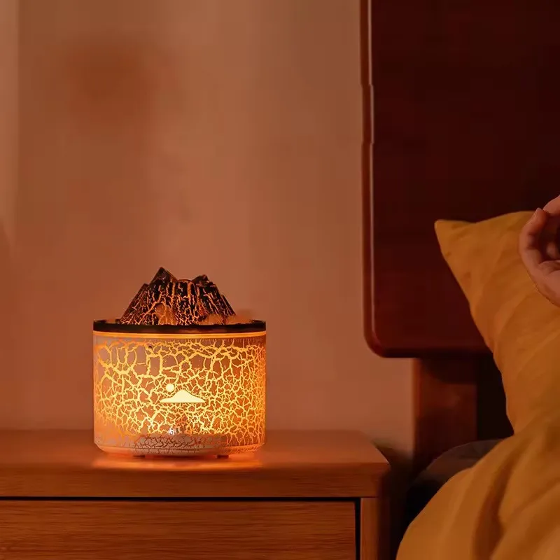 USB Volcano Aroma Diffuser 3D Flame 180ml Air Humidifier 7 Color Lights Changing Simulation Flame Aroma Diffuser For Household