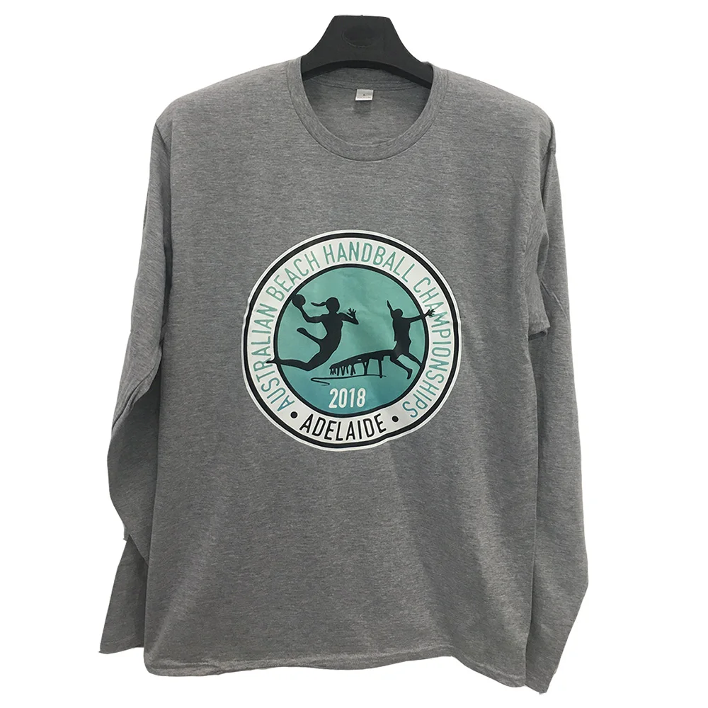 Black Custom Printing 230gsm Combed 100% Cotton Long Sleeve T Shirt