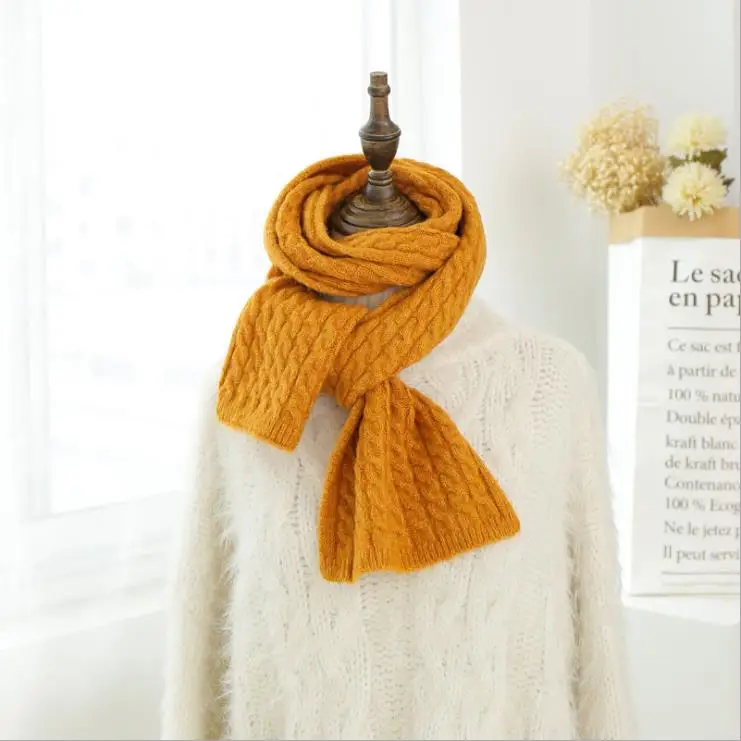 fashion custom knitted cashmere scarf 2019 winter warm cable knit scarf women