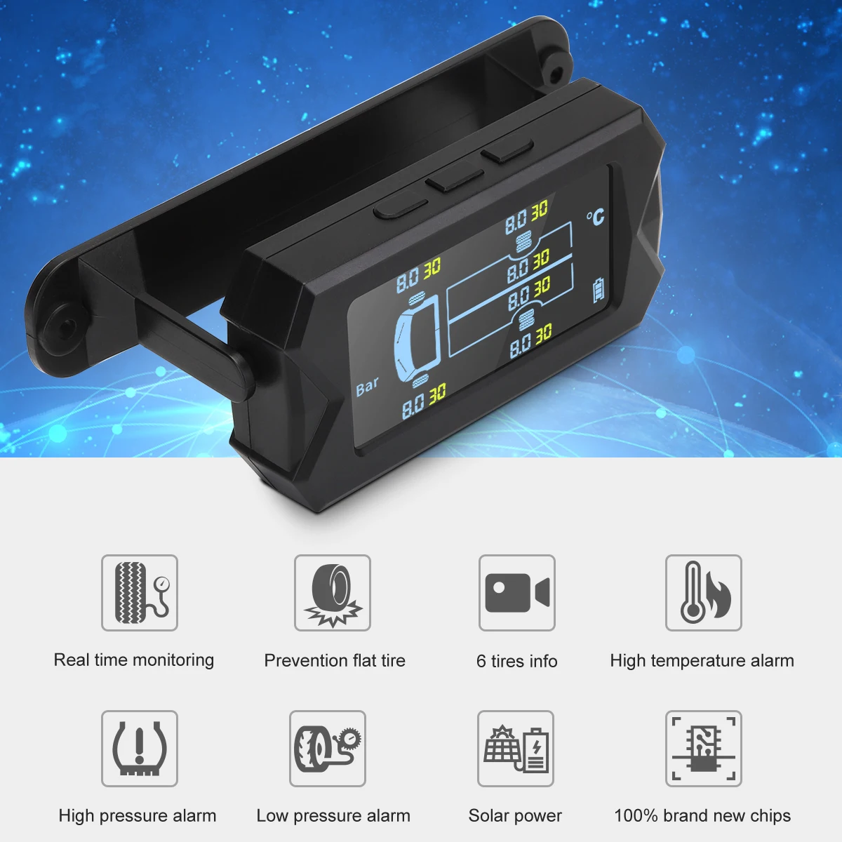 8 бар 6 внешний датчик для грузовика в реальном времени Tpms Мониторинг давления шинах высококачественный Солнечный беспроводной