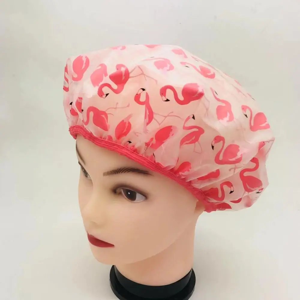 Eco-friendl customized logo fancy adjustable shower cap