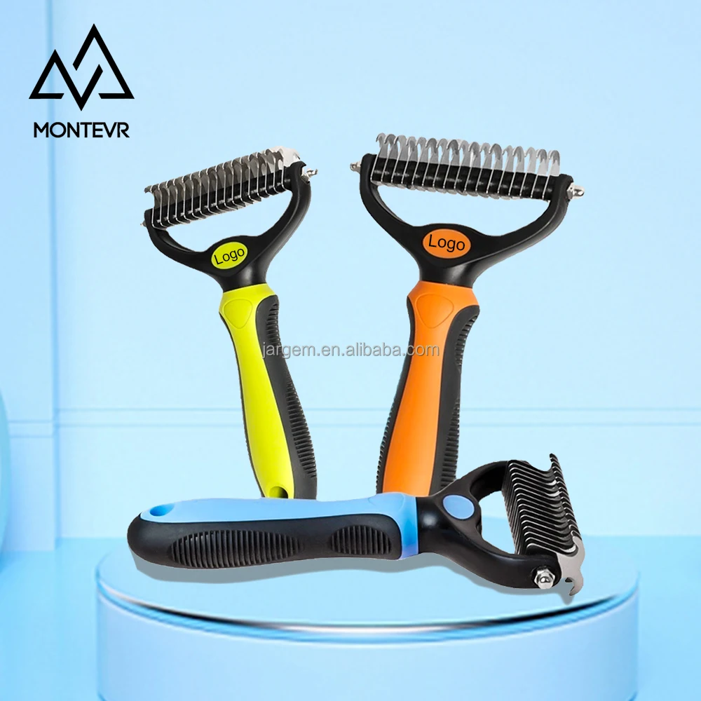 Pet Grooming Deshedding Comb Professional Pet Hair Remover Brush Double Sides Dematting Comb For Dogs