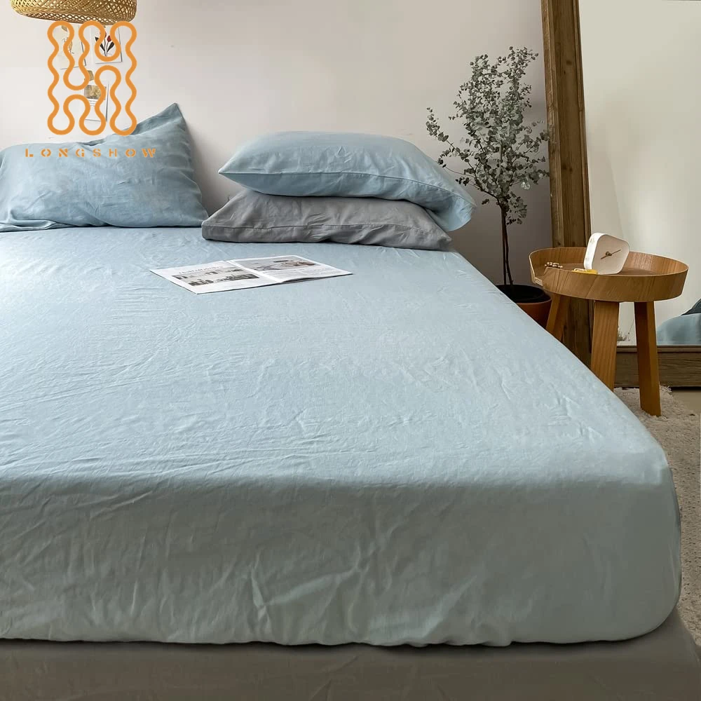 Breathable and Durable Cotton Linen Blend bed sheet Set 55% French Linen and 45% Long-Staple Cotton
