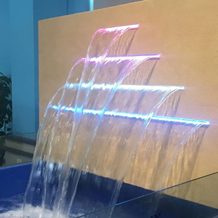 Colorful led light wall hang fountain led artificial waterfall with rock stone