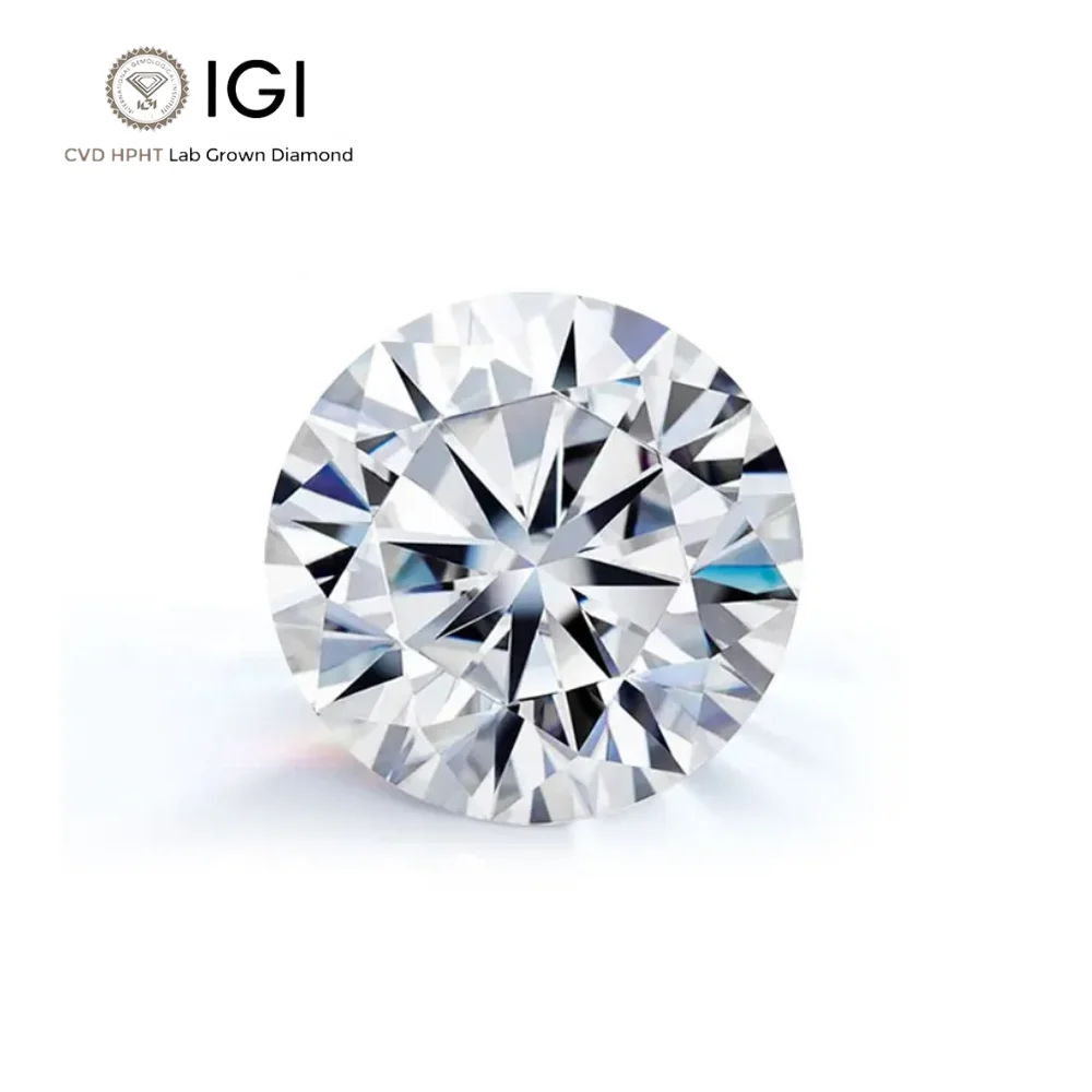 China Factory Wholesale Price IGI Certified 0.51ct 1.5ct 2ct 3ct  Cvd Hpht Diamond White Round Loose Diamond for Rings