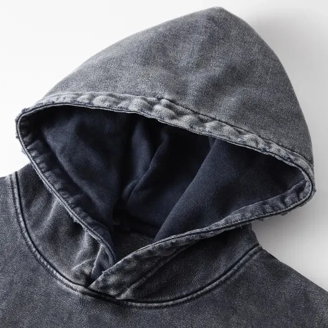 Oem Custom logo Unisex Heavyweight Oversize Vintage Acid Washed Fleece Hoodie Cropped Men Washed Distressed Hoodie