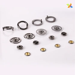 Ring Custom Pattern Logo Square Garment Buttons Metal Snap Garment Buttons 201 Four Parts Snap Button