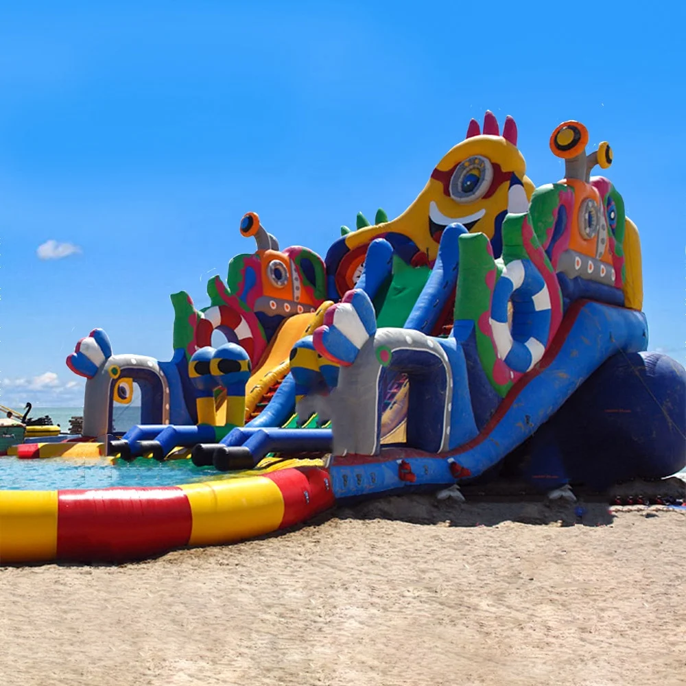 50m inflatable large water slide aqua play equipment amusement park with price list