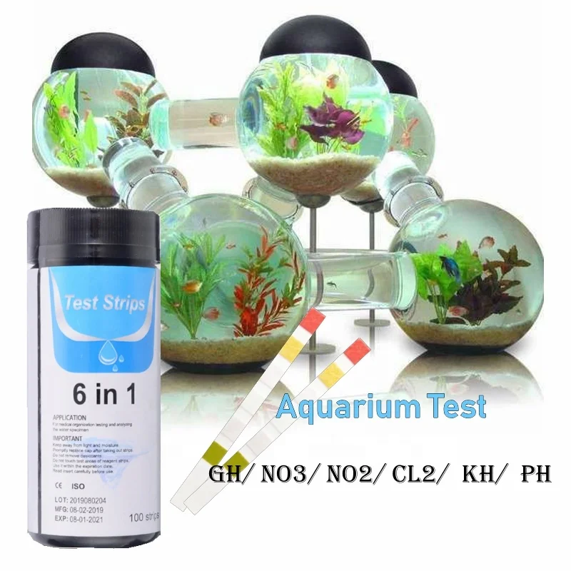 Aquarium 6 in 1 Water Test Strips Best Testing Kit for Accurate Water Quality Testing for Saltwater & Freshwater