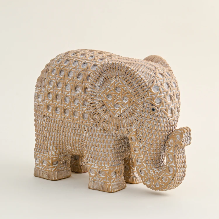 EAGLEGIFTS Home Decor Interior Elegant Pieces Accessories Imitation Rattan Resin Elephant Tabletop Ornaments Decorative Accent