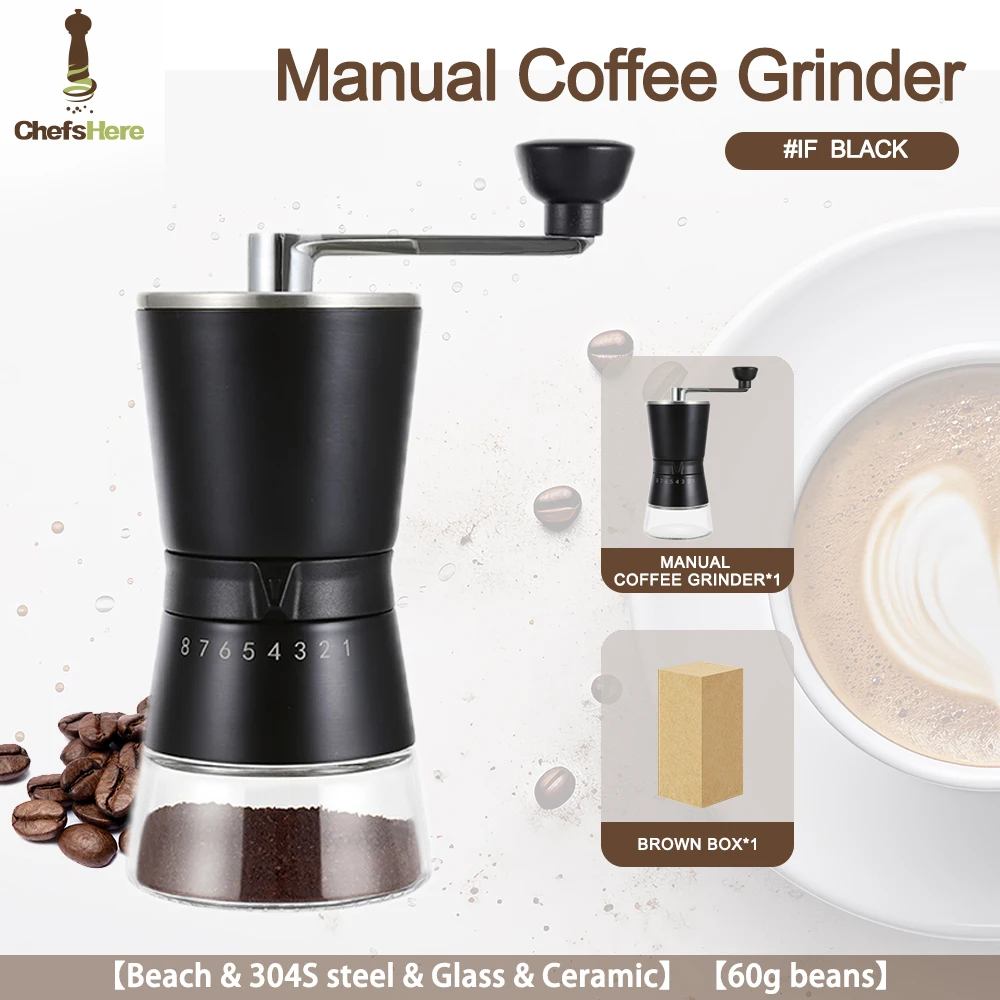Portable Coffee Beans Grinder Stainless Steel Conical Ceramic Burr Hand Manual Coffee Grinder