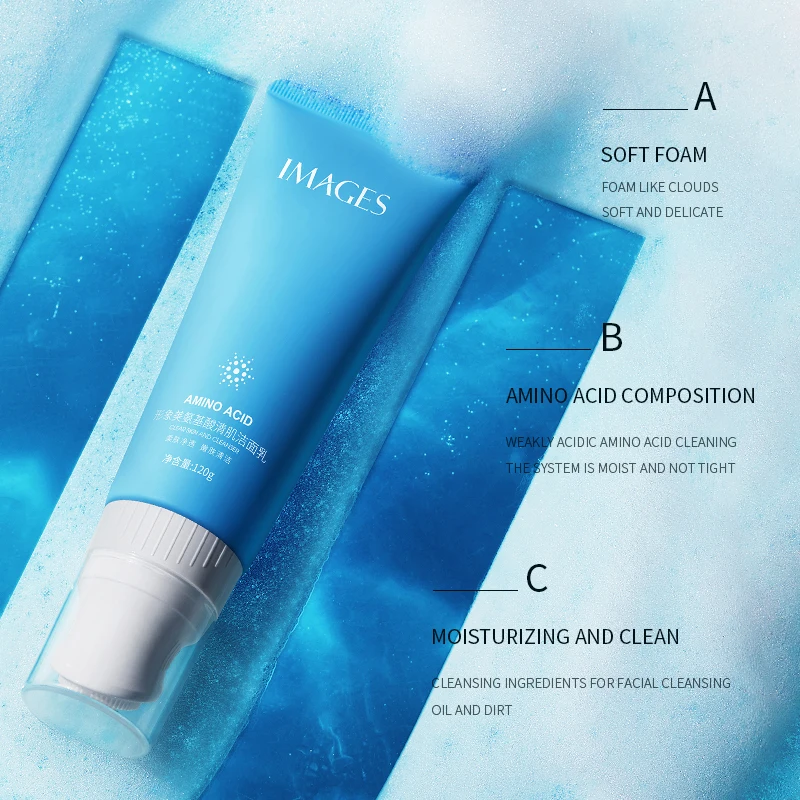 OEM Images private label organic amino acid hydrating moisturizing pore deeply cleansing facial cleanser cream