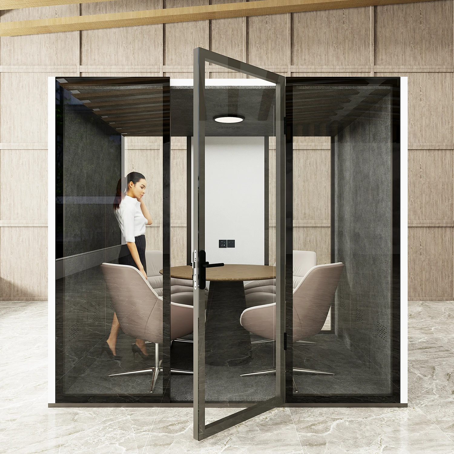 Private Meeting Pod  Movable Soundproof Booth Acoustic Silent Box Office Pod Silent cabinet