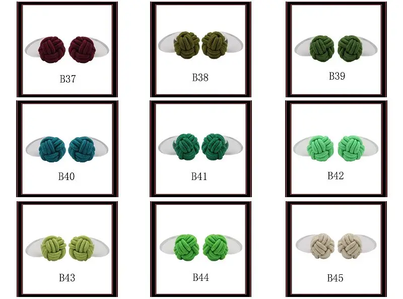 Classic Solid Color Silk Cufflinks for Men Elastic Single Knot with Plastic Button for Wedding Party Gifts