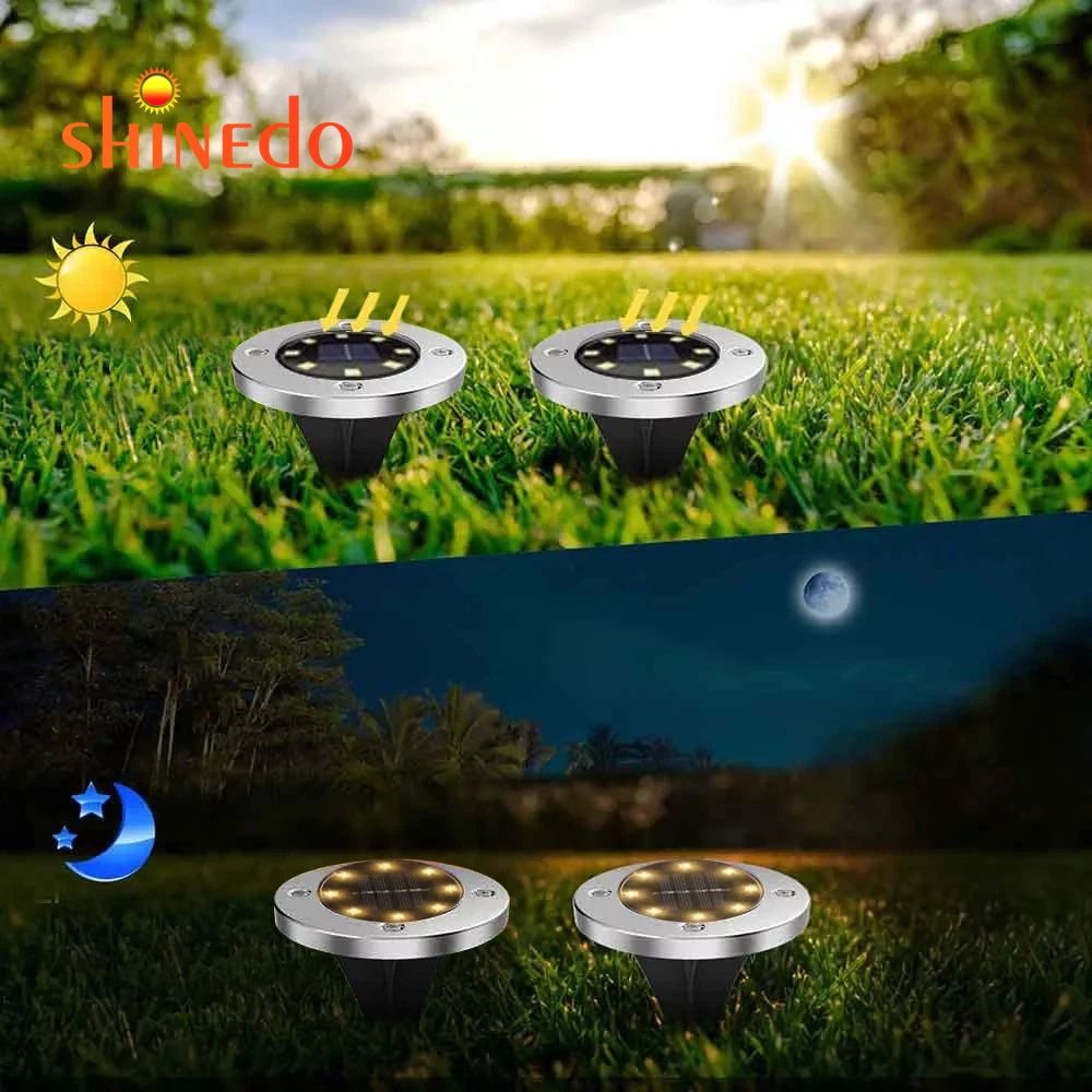 
8 LED Solar Ground Lights Outdoor Light with Light Sensor for Lawn,Pathway,Yard,Driveway,Step and Walkway 