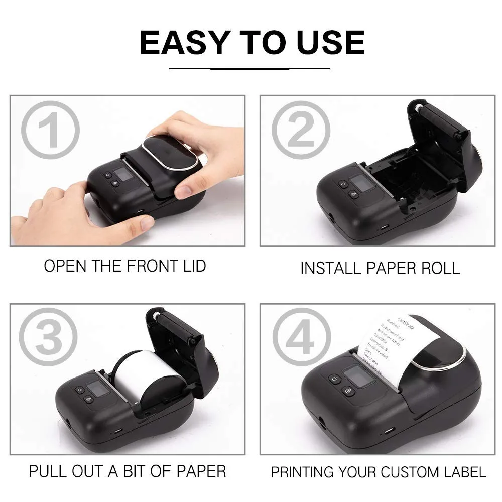Mini Pocket Label Printer Mobile Receipt Thermal Printer For Android iOS