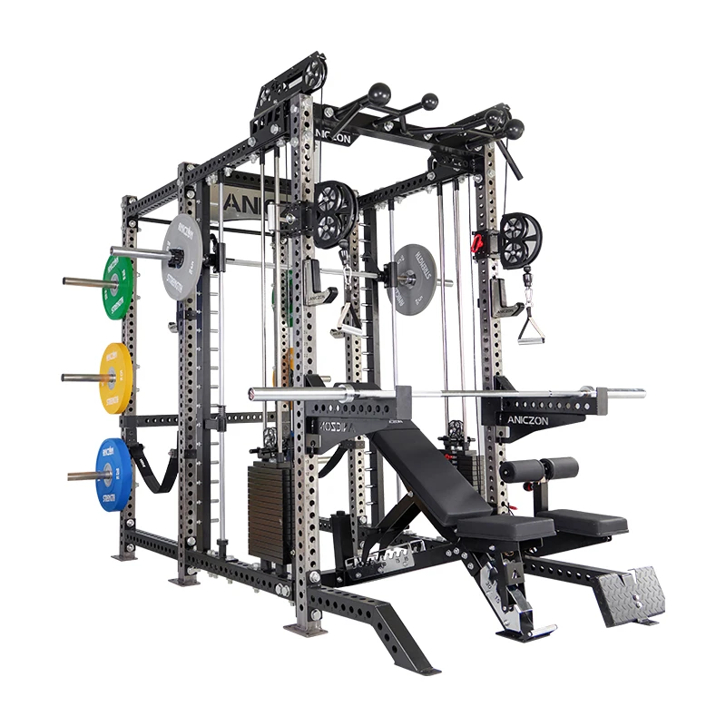 New Commercial Smith Machine with Cable, Multi-Functional Gym Equipment for Bench Press and Squat, Indoor Training Equipment
