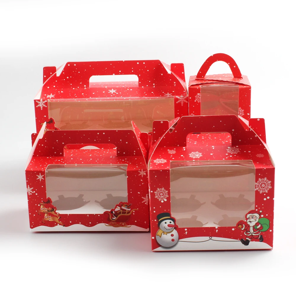 Ready Stock Merry Christmas Cupcake Cookie Macaron Bakery Cake Christmas Gift Box Packaging Boxes ZWith Insert