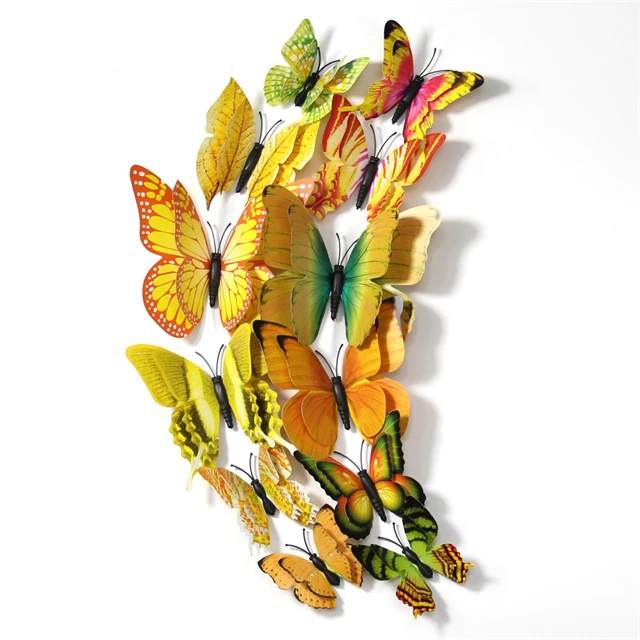 
3D Double Layer Decorative Butterfly Wall Decoration Butterfly Background Wall Stickers 