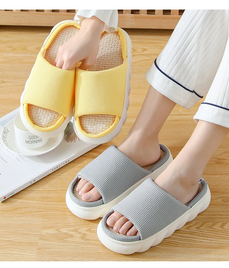 four seasons general indoor home living room guest thick bottom non slip slippers with fur inside