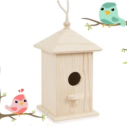 Creative handmade hanging decorative kids DIY painted toy factory wholesale bird house kit diy wood
