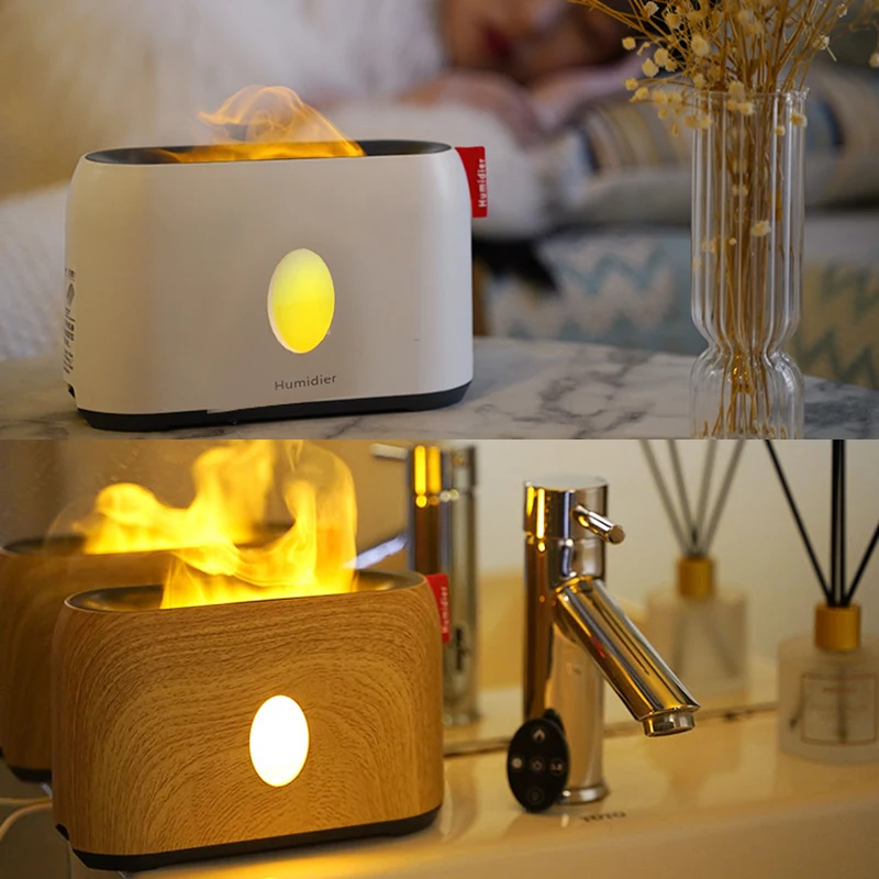 3D Flame Air Humidifier Lamp Portable Mini Essential Oil Diffuser Aromatherapy Machine Small Travel Flame Humidifier Aroma Diffu